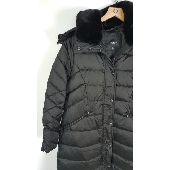 London Fog Women's Sz. 0X(12W/14W) Black Mid Length Down Hooded Coat NWT - Picture 3 of 6